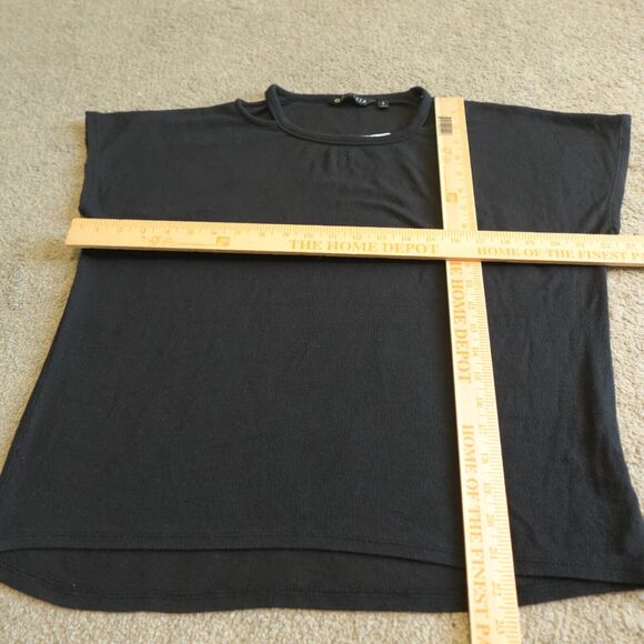 Athleta Women Small Pullover Oversize Short Sleeve Ribbed Hi Lo Hem Black - Picture 7 of 7